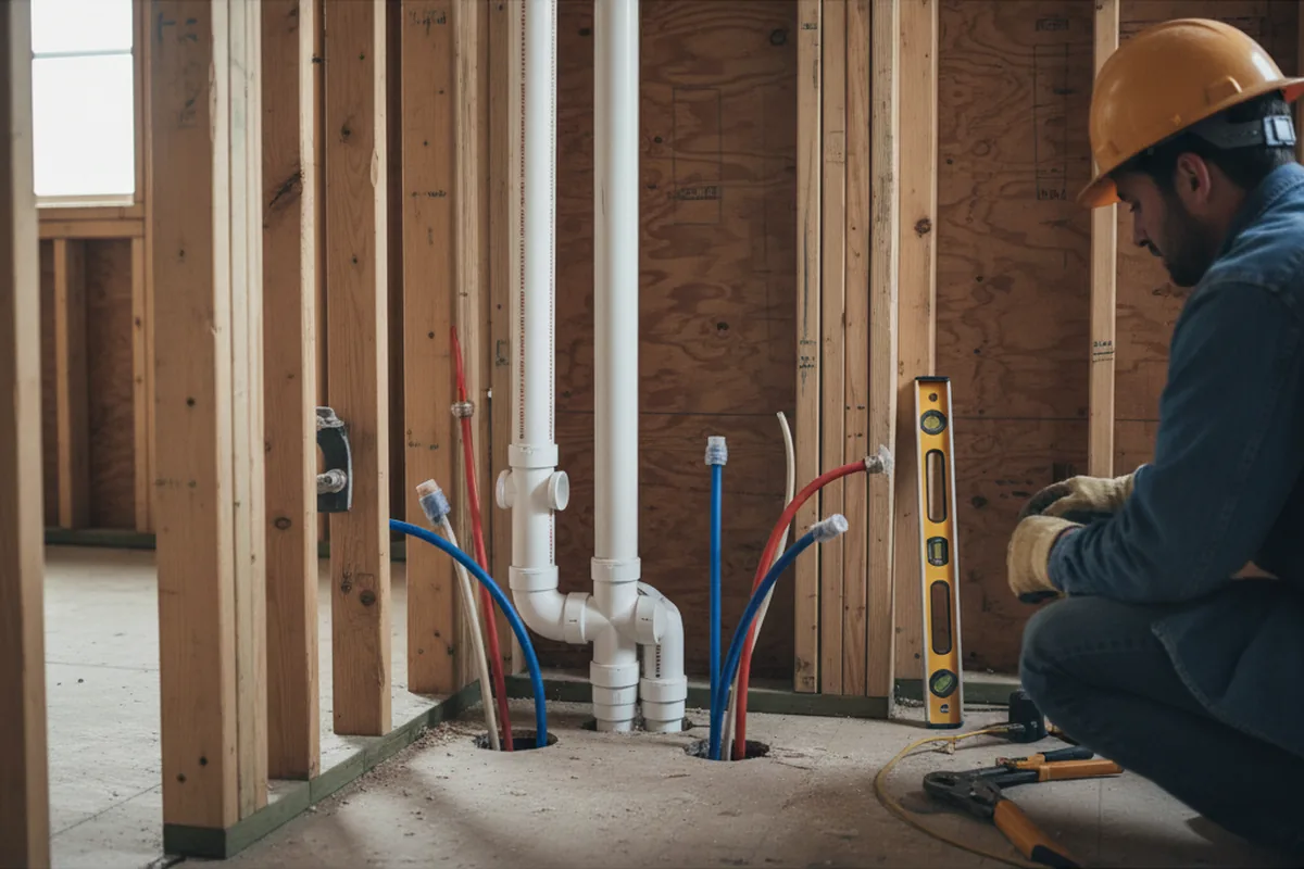 Drain and supply rough-in during Drain Cleaning in Hillsboro